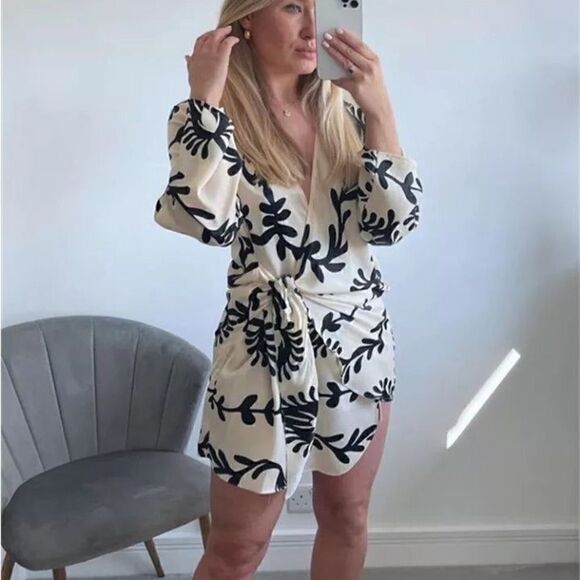 ZARA SATIN EFFECT PRINT DRESS - Picture 3 of 4